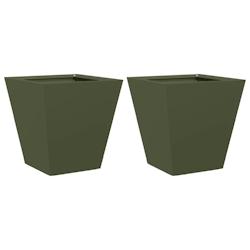 Helloshop26 - Jardinière bac lit surélevé plantes fleurs jardin terrasses lot de 2 olive 30 x 30 x 30 cm acier vert 02_0039078 - 3000218049072_0