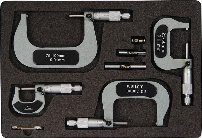 Jeu de micromètres d'extérieur DIN 863/1 - 0 à 100 mm - PROMAT avec broche trempée et surfaces en carbure_0