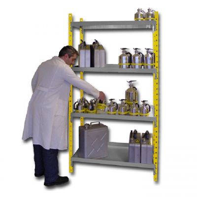 Rayonnage en acier avec 4 niveaux - Sécurité RRA404ES - Bacs de rétention réglables et haute résistance_0