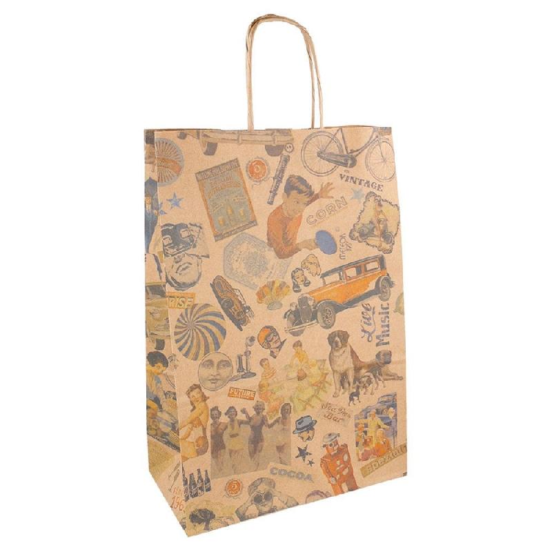 Sac kraft traiteur poignées torsadées Vintage 26+14x32cm - par 250_0