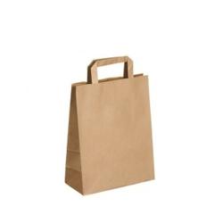 Sac papier kraft brun 22+10x28 cm avec poignées plates par 250 - marron papier KB22X10X28BRUN_0