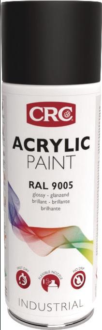 Spray laque de protection de la couleur PEINTURE ACRYLIQUE noir foncé brillant RAL 9005 400 ml 400 ml bombe aérosol CRC_0