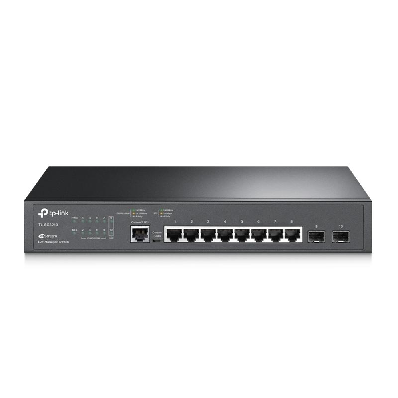 TP-LINK TL-SG3210 - Commutateur réseau géré L2 Gigabit Ethernet (10/100/1000) - 8 ports RJ-45, 2 emplacements SFP, 20 Gbit/s de capacité de commutation_0