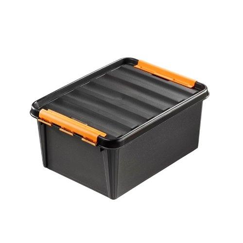 HAMMARPLAST 7332462024717 - Boîte de rangement en plastique solide avec 6 inserts - Noir/Orange - Utilisation alimentaire_0