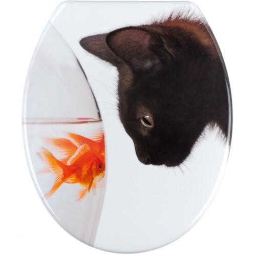 ABATTANT WC - THERMODUR - CHAT NOIR ET POISSON WENKO