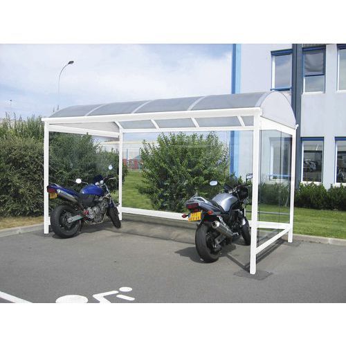 ABRI VÉLOS MOTOS COMBRAILLES VITRÉ 3 CÔTÉS 412X243 M BLANC - ABRI PLUS