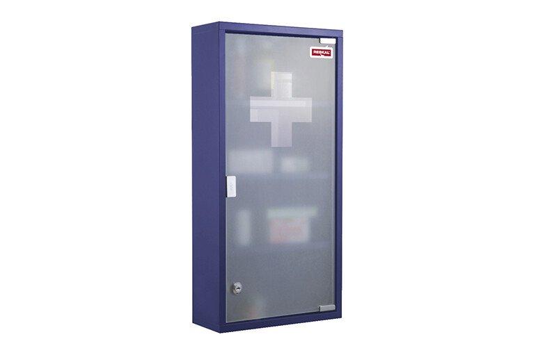 Armoire à pharmacie design en métal laqué - porte en verre trempé - bleu - FARARM1202VT - FARMOR_0