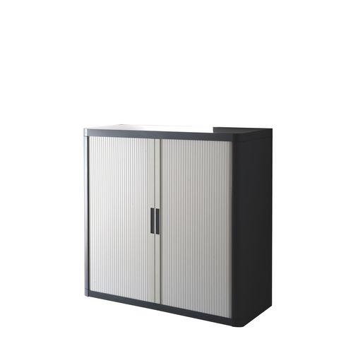ARMOIRE À RIDEAUX DÉMONTABLE EASY OFFICE 104 X 110 CM CORPS NOIR - RIDEAUX GRIS