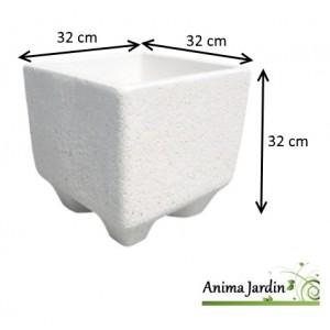 Bac carré Manga en marbre grainé blanc - Framusa - robuste et résistant au gel - 32cm_0
