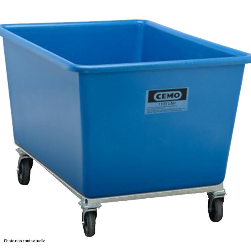 Bac PFV bleu 100 litres sur roulettes - Résistant aux huiles, fioul, gasoil, produits chimiques - CEMO - 7634_0