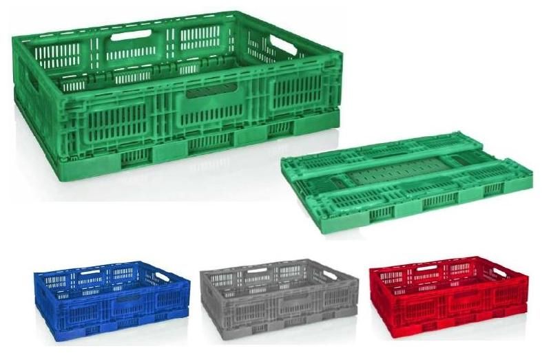 Caisse plastique pliable agricole 45L 60x40x22 cm VERT (par pièce)