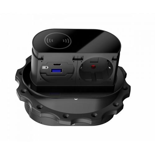 BLOC MULTIPRISE ESCAMOTABLE 1 PRISE + 2 CHARGEURS USB A+C PICCOLINO QI SYNERCIA