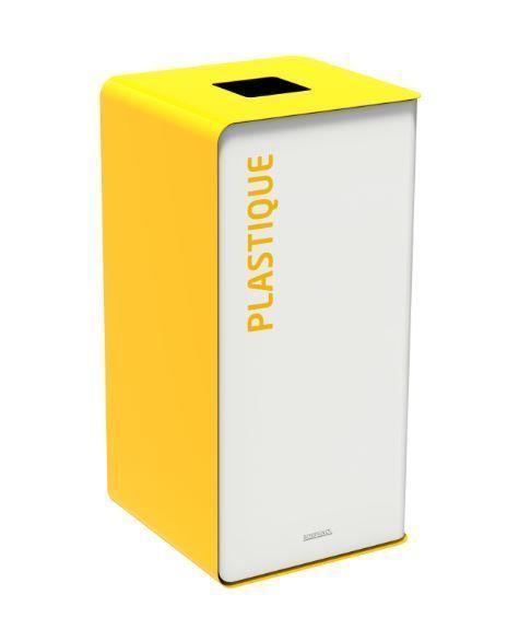Borne de tri sélectif Cubatri 40 L - Façade Gris Manganèse ou blanche, Acier poudré anti-UV, Porte à ouverture frontale_0