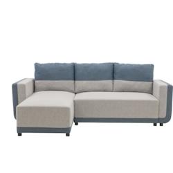 Canapé d'angle convertible réversible ELROY 3-4 places - Tissu gris et bleu - L231 x H85 x P154 cm AUCUNE - 3666749512227_0