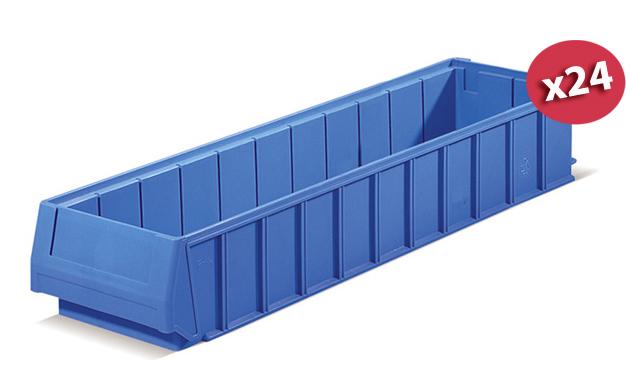 Carton de 24 bacs tiroirs plastique multibox bleu l.160 x p.500 mm_0