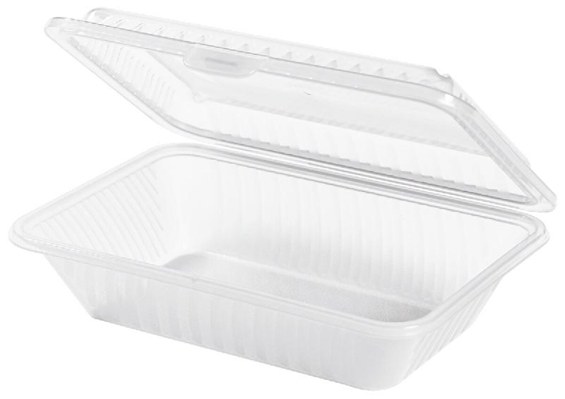 Contacto Barquette à menu Eco-Takeout 23,5 x 17 x 7 cm, blanc - blanc plastique 1104/230_0