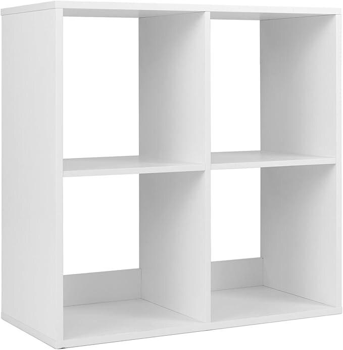 COSTWAY Bibliothèque 4 compartiments, cubes, sol, ouverte, salon/bureau, moderne, Blanc - multicolore Bois manufacturé ON32986IT_0