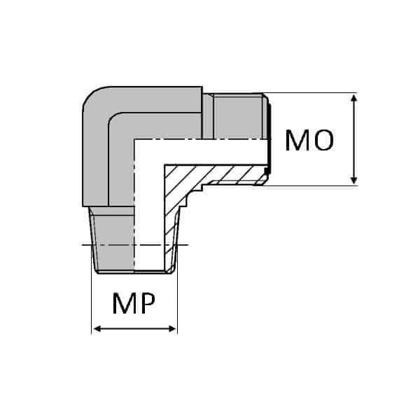 Coudes mâle ORFS x mâle NPT 90° - 1/2' , 21.22 , 1