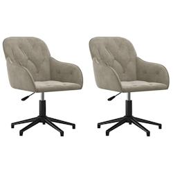 Décoshop26 - Lot de 2 chaises de salle à manger siège pivotant hauteur réglable en velours gris clair DEC025242 - gris 3000255149728_0