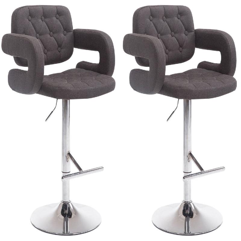 Décoshop26 - Lot de 2 tabourets de bar capitonné en tissu noir accoudoirs repose-pieds design moderne TDB10485 - noir 3000448969607_0