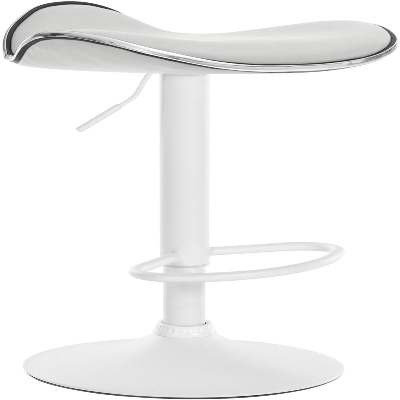 Décoshop26 - Tabouret de bar x1 assise ergonomique en PVC blanc pied en trompette en métal blanc 10_0005387 - blanc métal 3000252618746_0