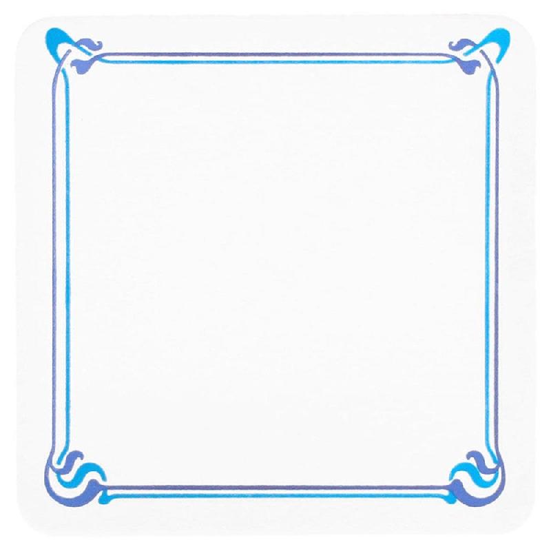 Dessous de verre carton blanc Art nouveau motif bleu 8,5x8,5cm - par 6000_0