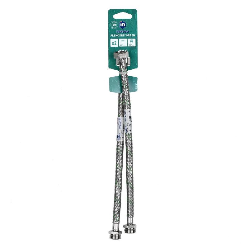 Flexible métallique de raccordement 30 cm - Mâle/Femelle 15x21 - Polyéthylène - Garantie 10 ans_0