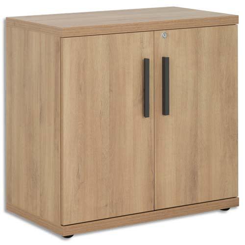 Gautier office rangement bas brabant chêne anthracite, 2 portes, 1 étagère amovible l80 x h78 x p45 cm_0