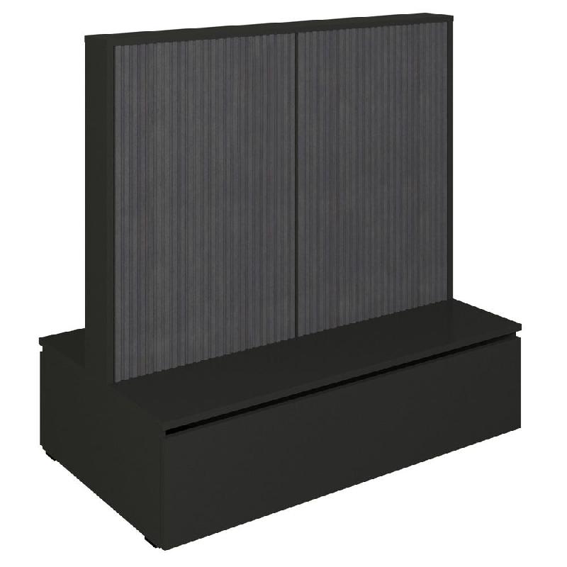 Gondole double face Vertigo T01 avec tiroir MDF noir et noir 125x74x125cm_0