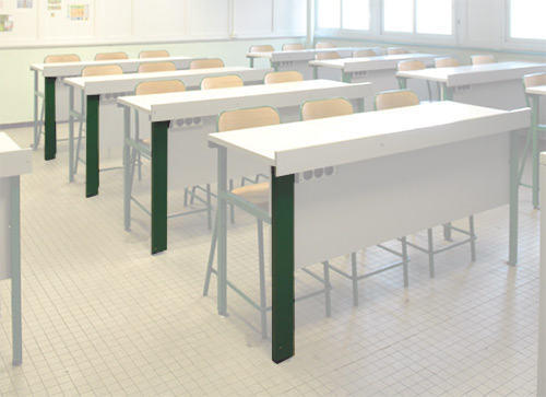Goulotte contre-pied métallique pour câblage des prises de courant sur tables sèches - Réf SEL 302 - BIOLAB_0