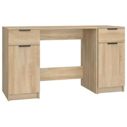 Helloshop26 - Bureau table poste de travail meuble d'ordinateur informatique étude avec armoire latérale chêne sonoma bois 02_0023394 - 3000214297668_0
