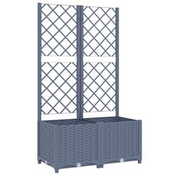 Helloshop26 - Jardinière bac lit surélevé plantes fleurs terrasse jardin avec treillis 80 x 40 x 136 cm PP gris 02_0038306 - 3000214165776_0