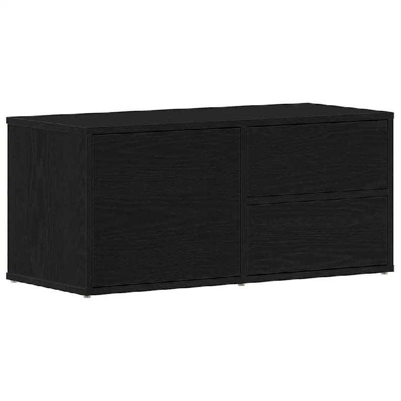 Helloshop26 - Meuble TV moderne avec portes coulissantes 80 x 34 x 36 cm en bois d'ingénierie chêne noir 02_0051866 - noir métal 3000237130881_0