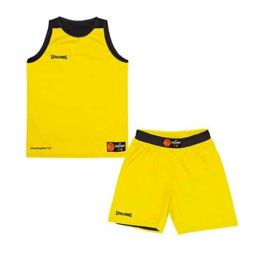 KIT MAILLOT SHORT BASKET RÉVERSIBLE ENFANT - SPALDING - JAUNE NOIR