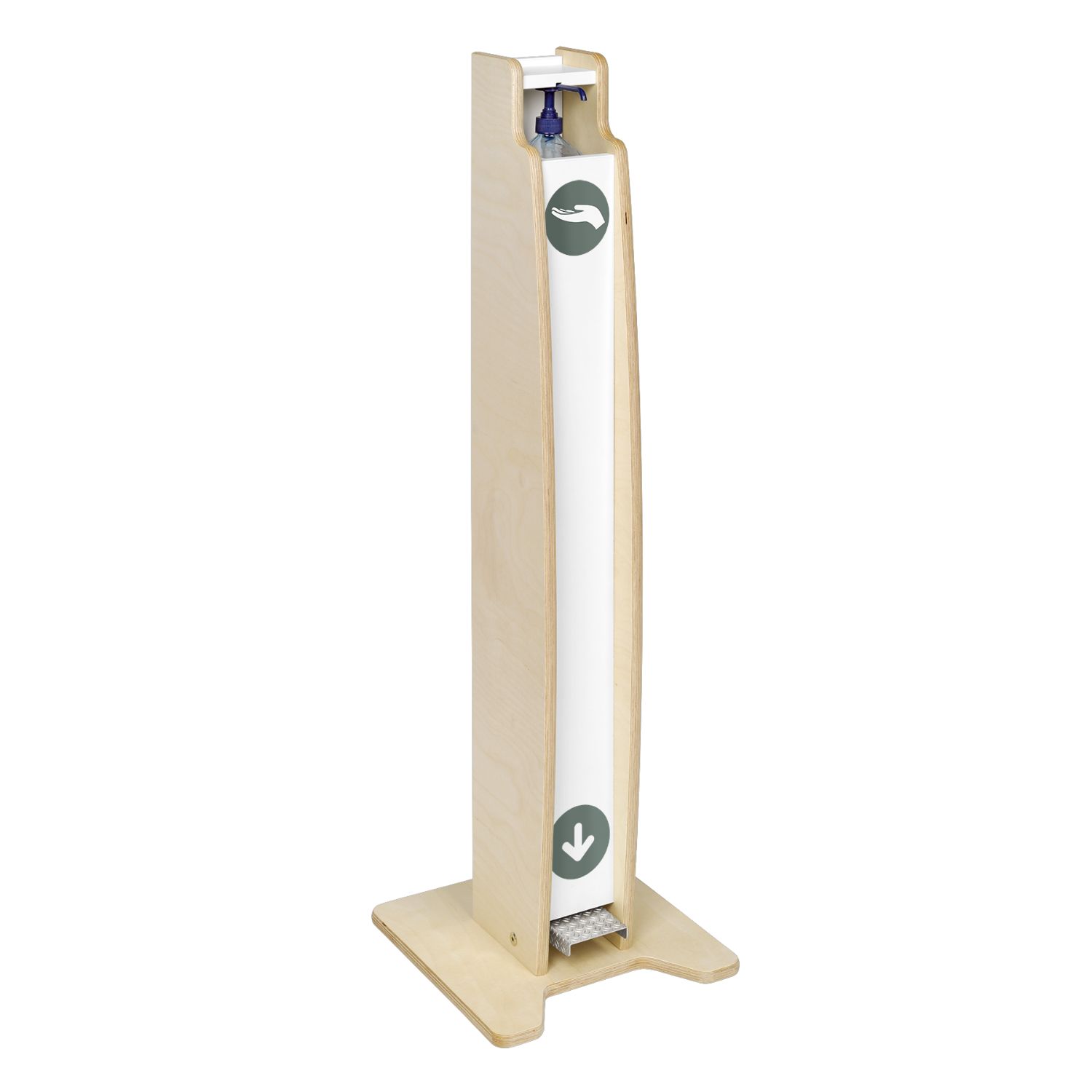 L'hydrô blanche - borne de gel avec pédale mécanique - dimensions : H 106 cm, P 17 cm, L 12 cm - capacité 500 ml_0