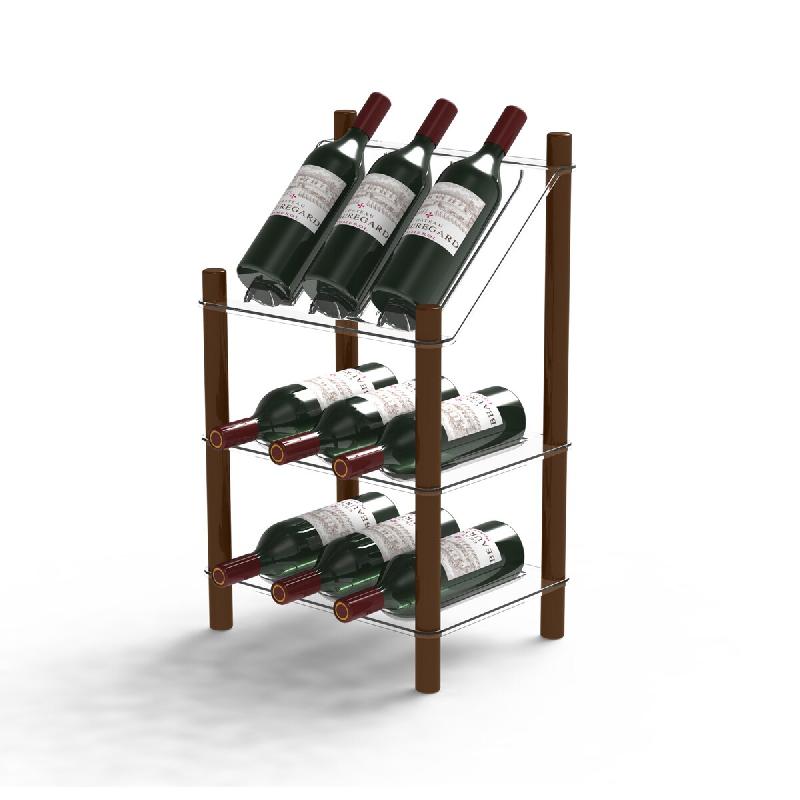 Life Story MyWinebar - Support pour 9 bouteilles de vin à 2 niveaux avec présentoir supérieur - LS002_0