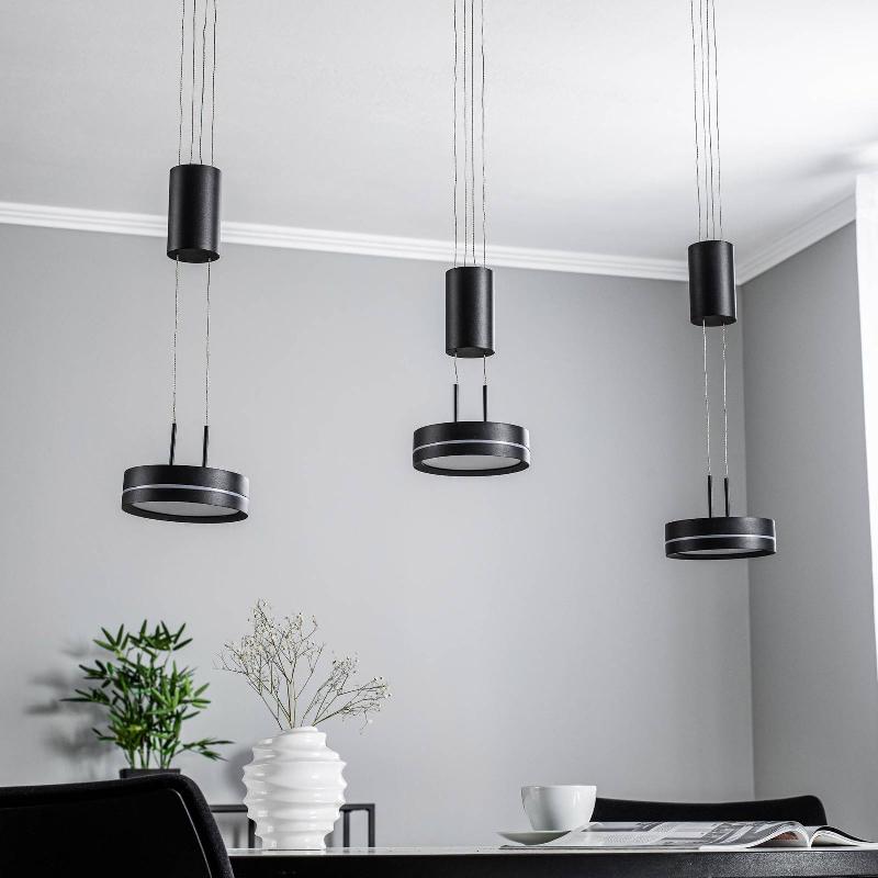 LINDBY EILIKA SUSPENSION LED, 3 LAMPES, ANTHRACITE