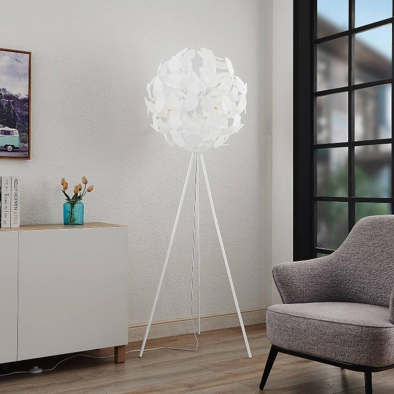 LINDBY VARIKA LAMPADAIRE AVEC ABAT-JOUR SPHÉRIQUE, BLANC