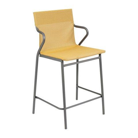 LOT DE 2 - FAUTEUIL MI-HAUT HORIZON MIDDLE LAFUMA - TOILE BATYLINE JAUNE SAFRAN - PIED ACIER GRIS