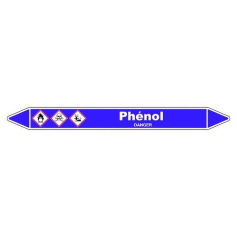 LOT DE 3 - MARQUEUR DE TUYAUTERIE - PHÉNOL - NFX 08-105 - VINYLE LAMINÉ 250 X 26 MM