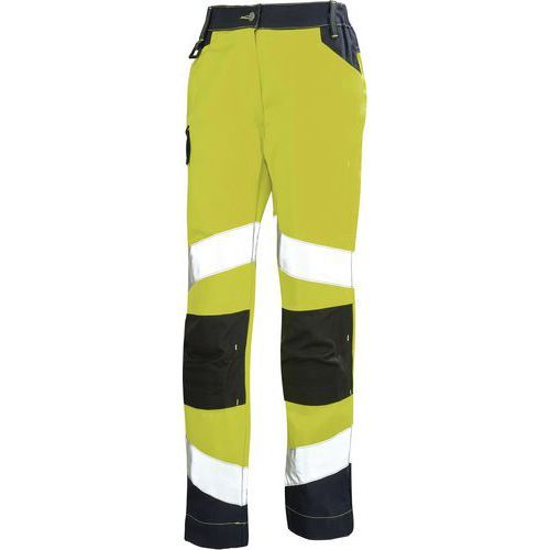 PANTALON FEMME FLUO TECH 9E82 - JAUNE FLUO / BLEU FONCÉ - 0 - CEPOVETT SAFETY