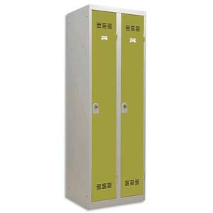 Vestiaire métal industrie propre Pierre Henry - 2 casiers - largeur 60 cm - gris perle/anis_0