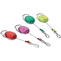 PORTE-BADGE AVEC ENROULEUR, OVAL, JAUNE/TRANSPARENT - LOT DE 4