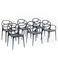 RATTATAN Set de 6 chaises en polypropylène avec fibre de verre, empilables pour extérieur et jardin, bar et restaurant, cuisine design moderne -Char_0