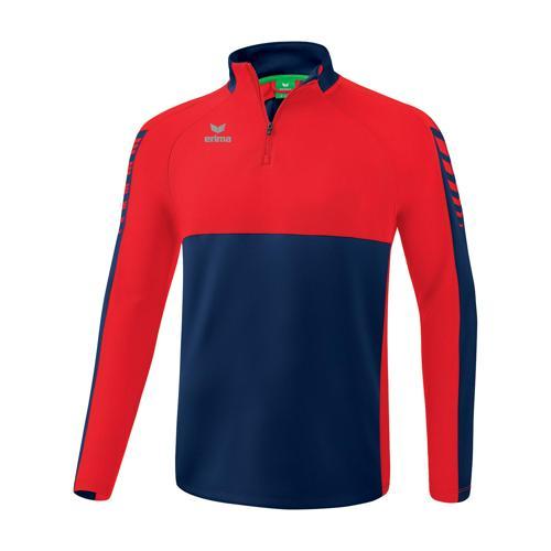 SWEAT DEMI-ZIP ADULTE - ERIMA - SIX WINGS NAVY/ROUGE