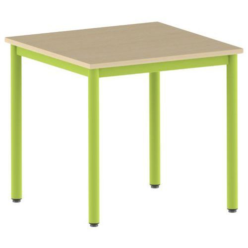TABLE CARÉLIE 80 X 80 CM FIXE T6 STRAT HÊTRE MIEL- VERT 1864 - MOBIDECOR