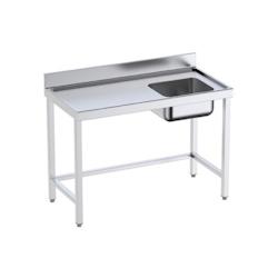 Table inox de préparation avec bords anti-ruissellement, bac à droite P 600 mm | Distform - QCDRS6-bac A droite longueur 1200 mm - QCDRS612_0