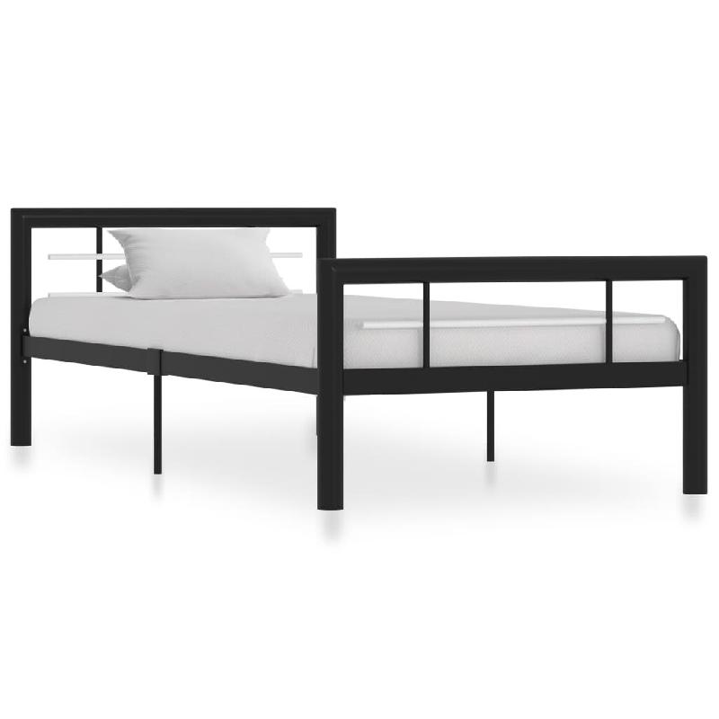 VidaXL Cadre de lit sans matelas noir et blanc métal 100x200 cm Modèle Uerlénis - 284551_0