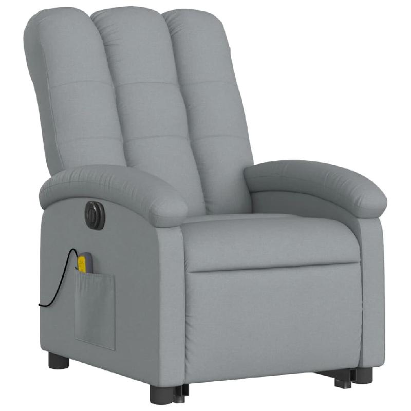 VidaXL Fauteuil inclinable de massage électrique Gris clair Tissu Modèle Servioris - 3204128_0