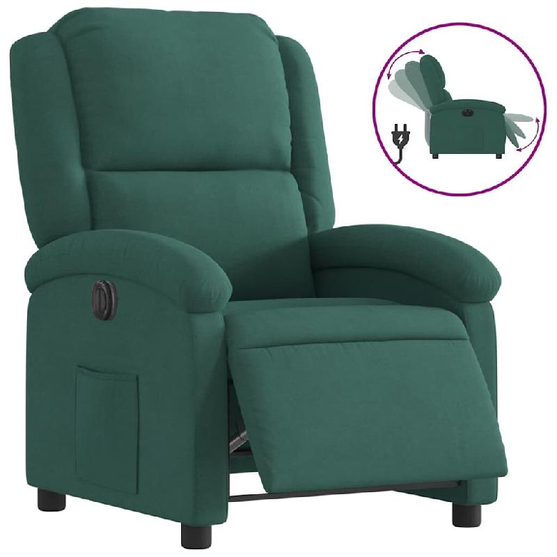 VidaXL Fauteuil inclinable électrique vert foncé velours Modèle Germelia - 3204280_0